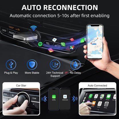 2-in-1 Wired to Wireless CarPlay Adapter